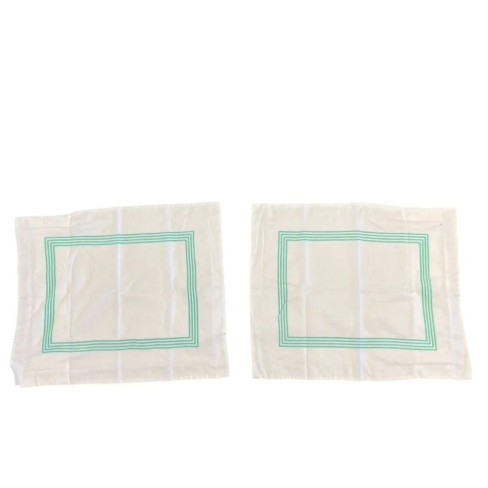 Duvet Cover TWIN XL Set With Button Closure White & Green Polyester 89 X 81